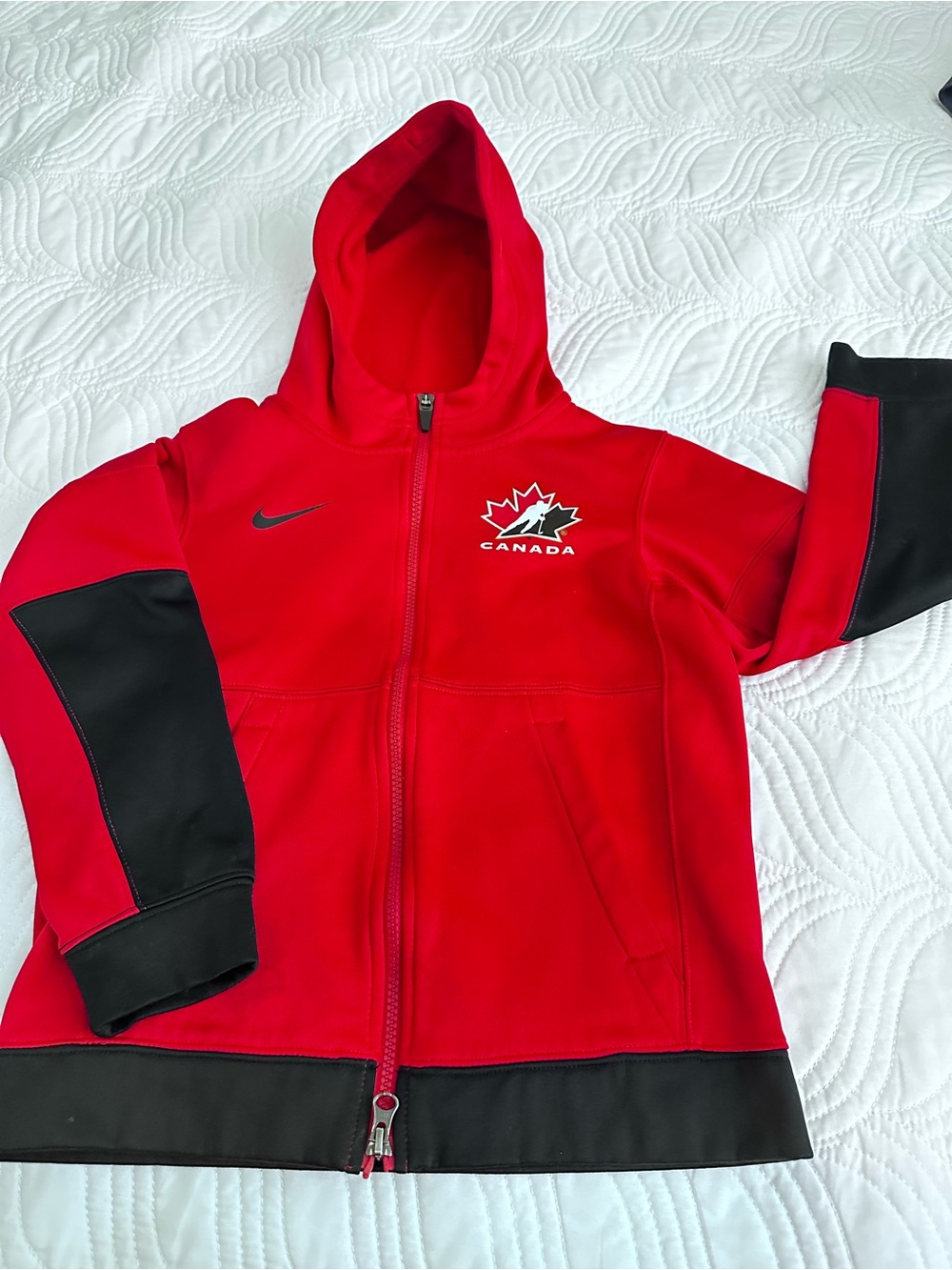 Nike Boy’s Sz. S Red and Black Canada Hooded Jacket
